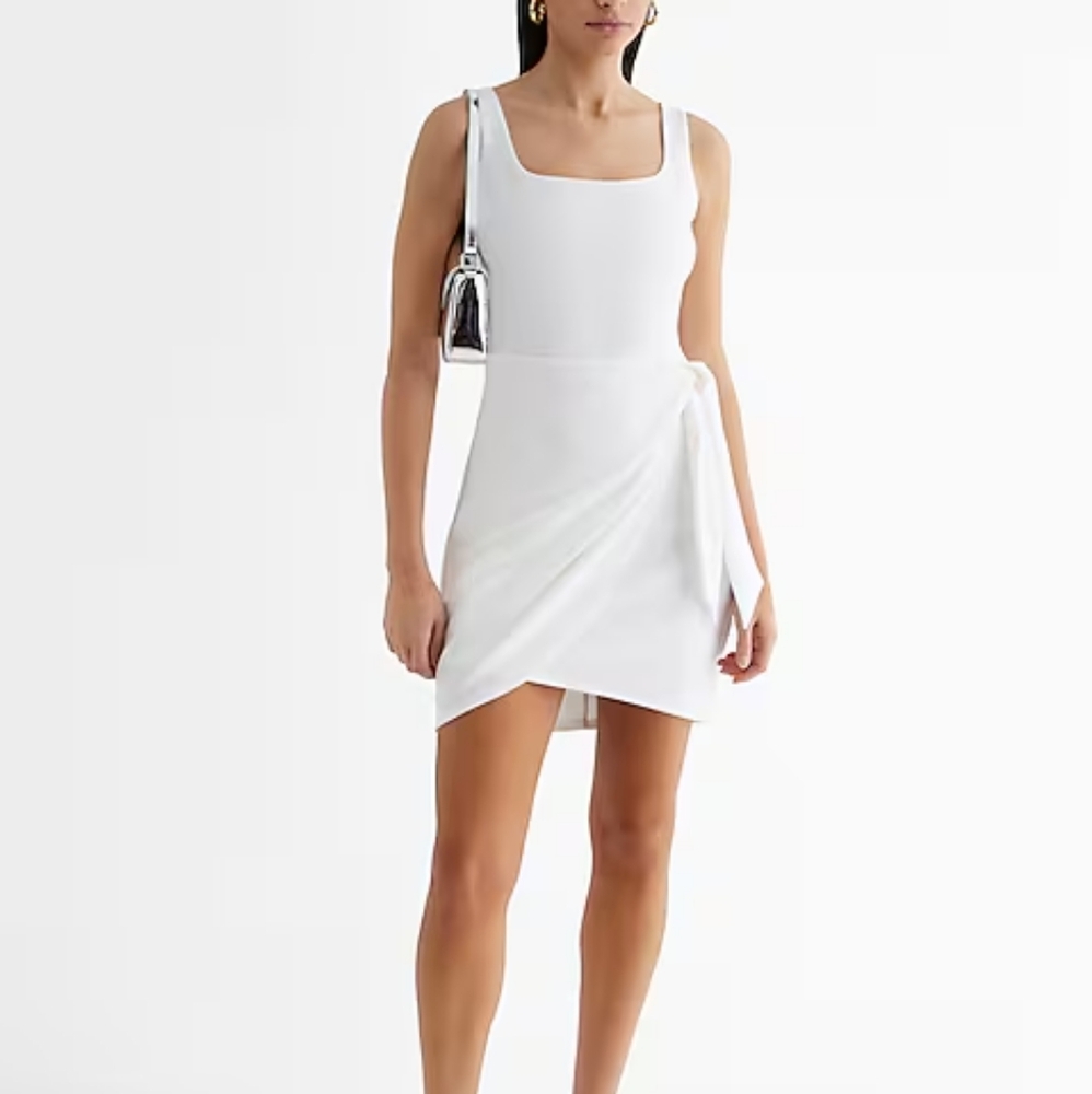 Express Women's White Wrap Midi Dress Sleeveless Lined-worn once Sz XS